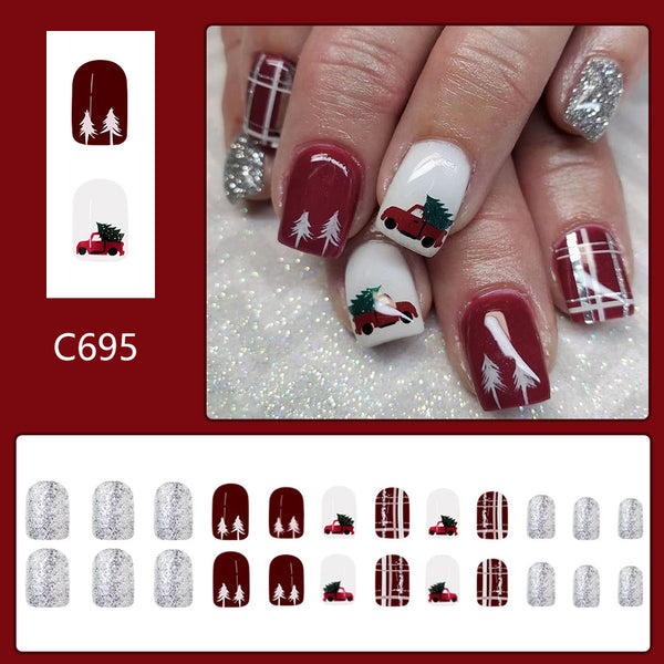 12 Sizes-24 Pcs Press On Nails C695