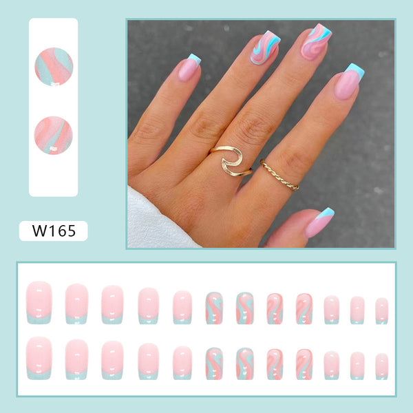 12 Sizes-24 Pcs Press On Nails W165
