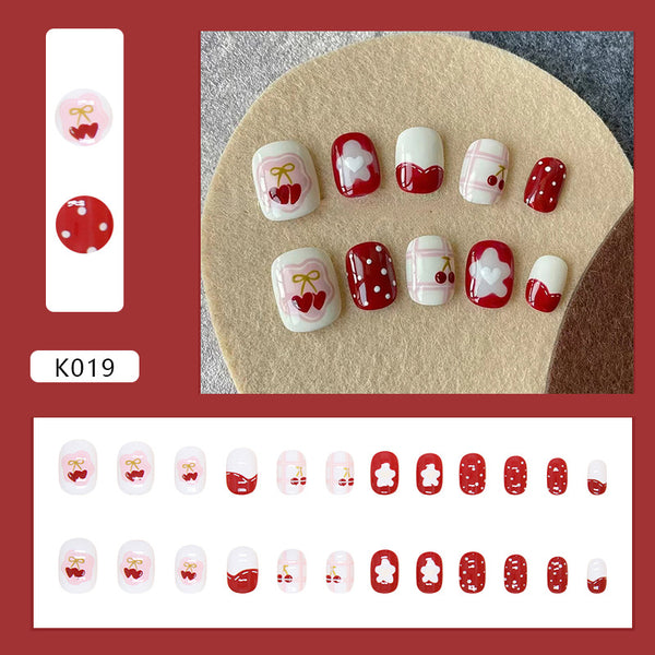 12 Sizes-24 Pcs Press On Nails K019
