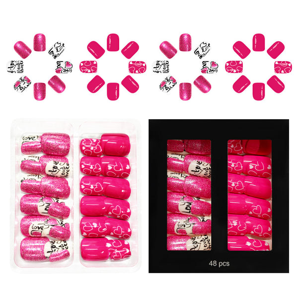 48 Pcs Press On Nails Vday-4-48pcs-b
