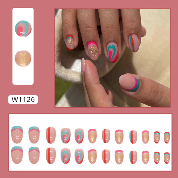 12 Sizes-24 Pcs Press On Nails W1126