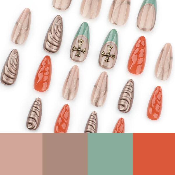 12 Sizes-24 Pcs Press On Nails JP3524