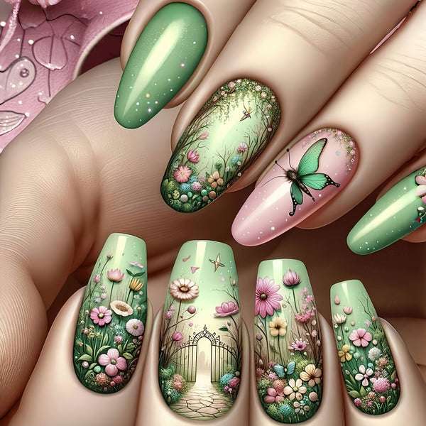 12 Sizes-24 Pcs Press On Nails Y955