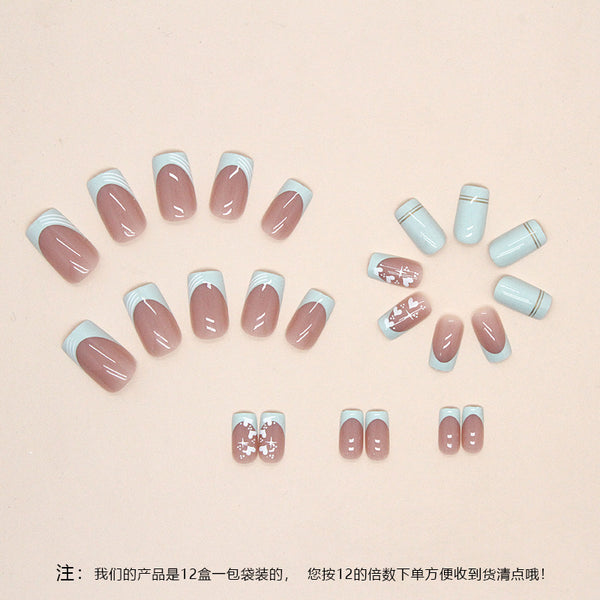 12 Sizes-24 Pcs Press On Nails W409