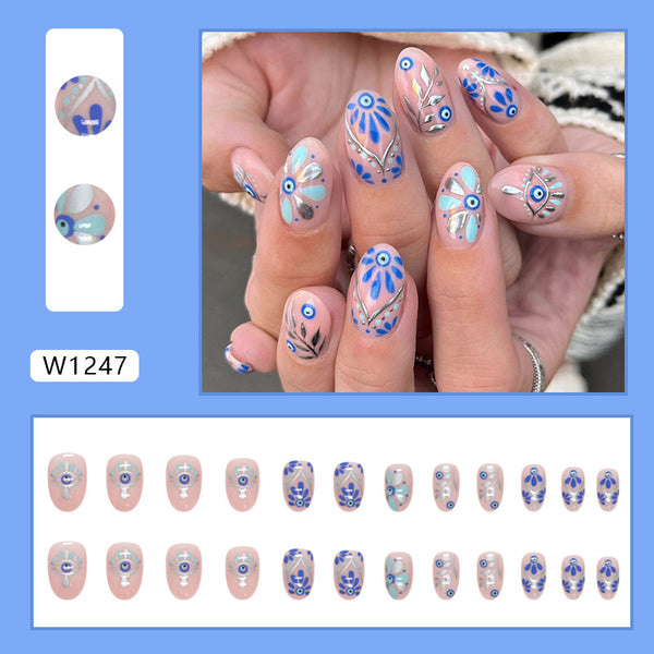 12 Sizes-24 Pcs Press On Nails W1247