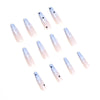 Blue Glossy Long Square Press on Nails