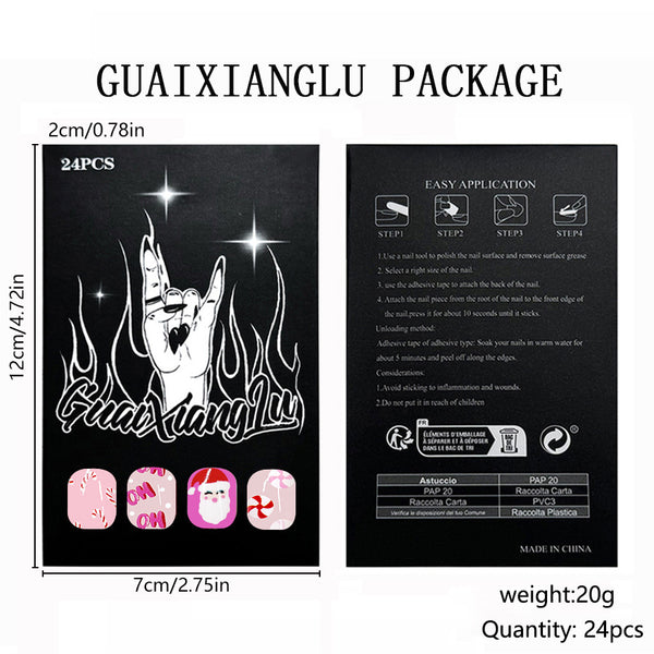 12 Sizes-24 Pcs Press On Nails C060