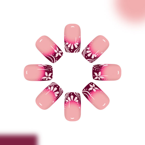 12 Sizes-24 Pcs Press On Nails C1189
