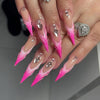 Almond French Glossy Long Pink Press on Nails