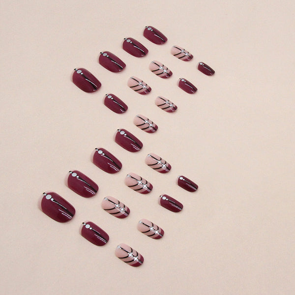 12 Sizes-24 Pcs Press On Nails W1170