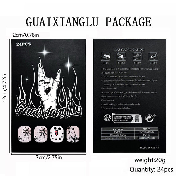 12 Sizes-24 Pcs Press On Nails C1271