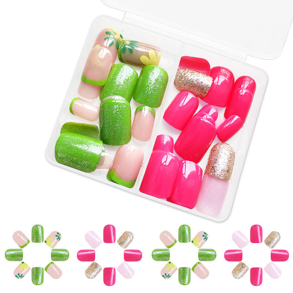 48 Pcs Press On Nails GlitterFlower-1-48pcs