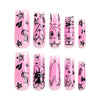 Glossy Long Pink Square Press on Nails