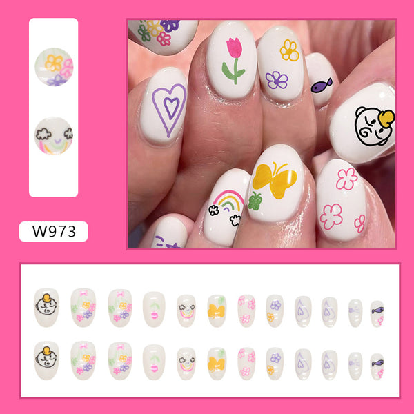 12 Sizes-24 Pcs Press On Nails W973