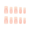 French Glossy Long Pink Square Press on Nails