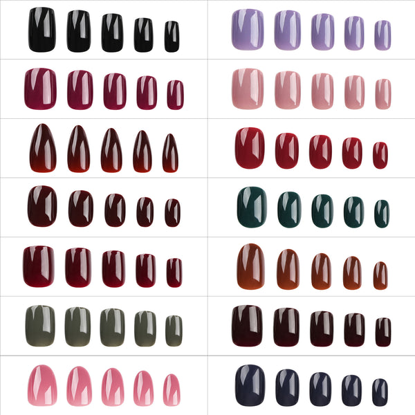 12 Sizes-24 Pcs Press On Nails JP3042