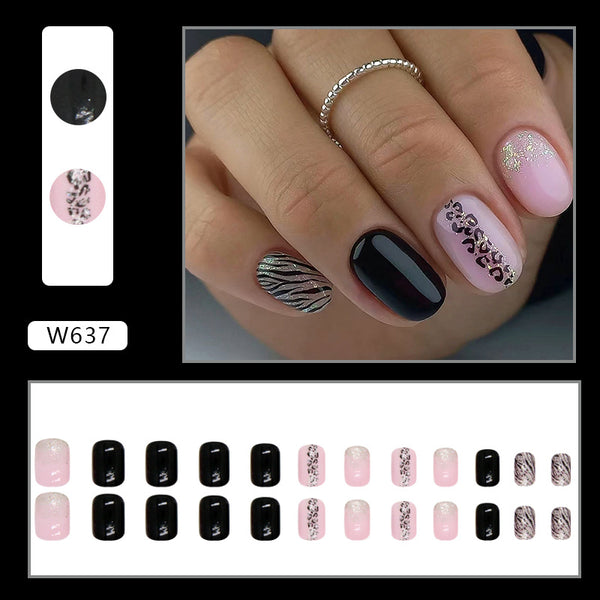 12 Sizes-24 Pcs Press On Nails W637