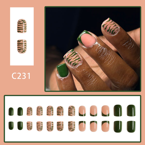 12 Sizes-24 Pcs Press On Nails C231