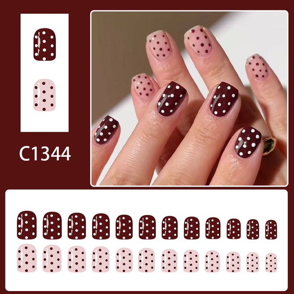 12 Sizes-24 Pcs Press On Nails C1344