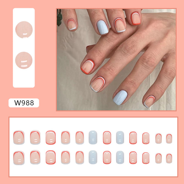 12 Sizes-24 Pcs Press On Nails W988