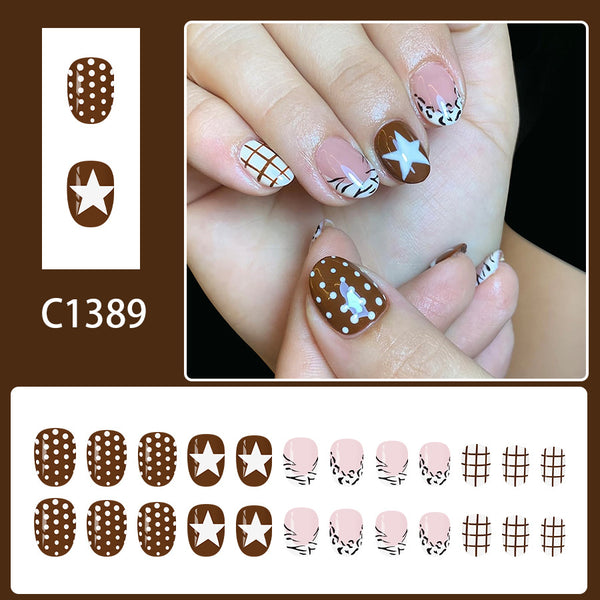 12 Sizes-24 Pcs Press On Nails C1389