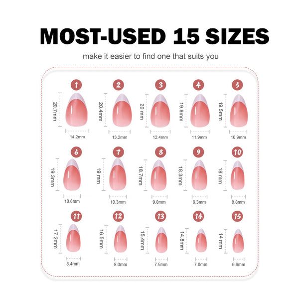 12 Sizes-24 Pcs Press On Nails FS003