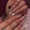 French Long Pink Square Press on Nails