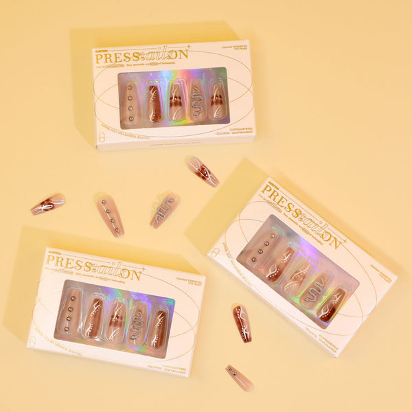 12 Sizes-24 Pcs Press On Nails GN019