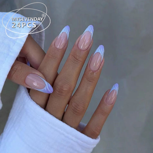 12 Sizes-24 Pcs Press On Nails BZ1417