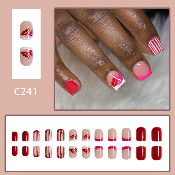 12 Sizes-24 Pcs Press On Nails C241