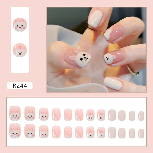 12 Sizes-24 Pcs Press On Nails R241
