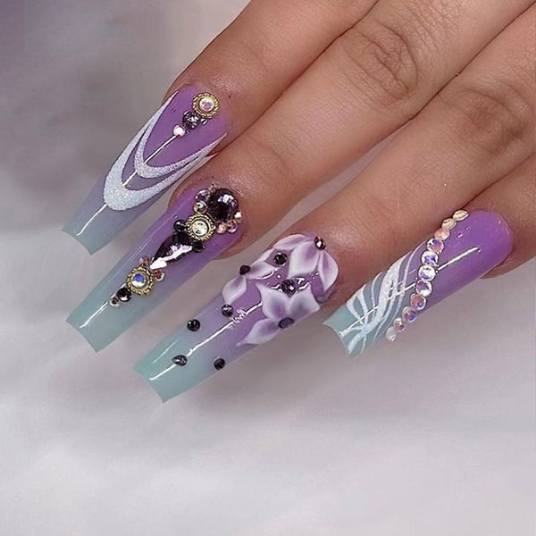 12 Sizes-24 Pcs Press On Nails Z722