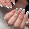 Almond French Glossy Medium Pink Press on Nails