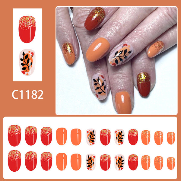 12 Sizes-24 Pcs Press On Nails C1182