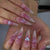 Almond Glossy Long Pink Press on Nails