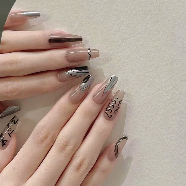 12 Sizes-24 Pcs Press On Nails R810