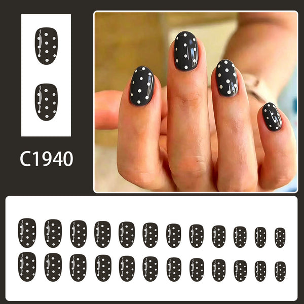 12 Sizes-24 Pcs Press On Nails C1940