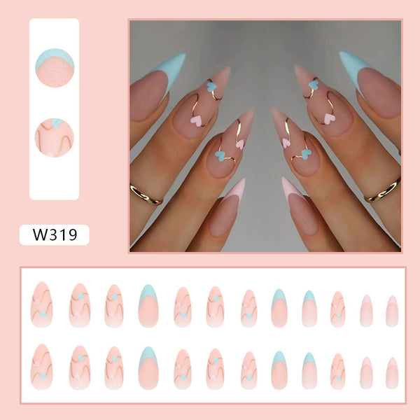 12 Sizes-24 Pcs Press On Nails W319