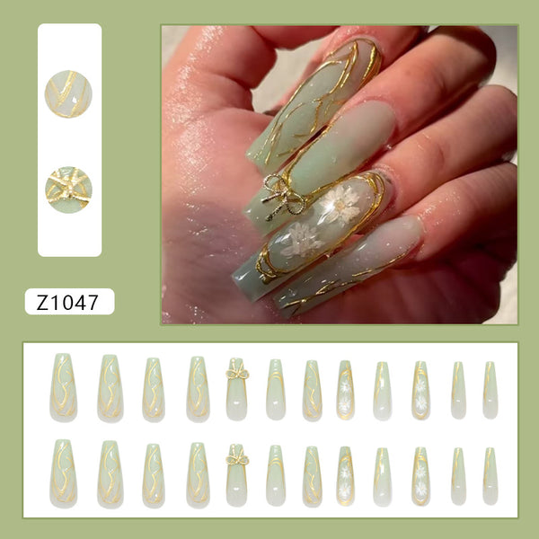 12 Sizes-24 Pcs Press On Nails Z1047