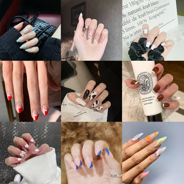 12 Sizes-24 Pcs Press On Nails bundle-set
