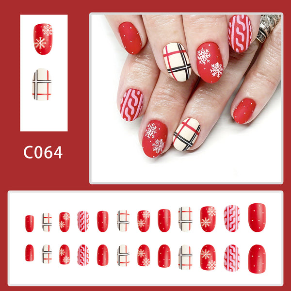 12 Sizes-24 Pcs Press On Nails C064