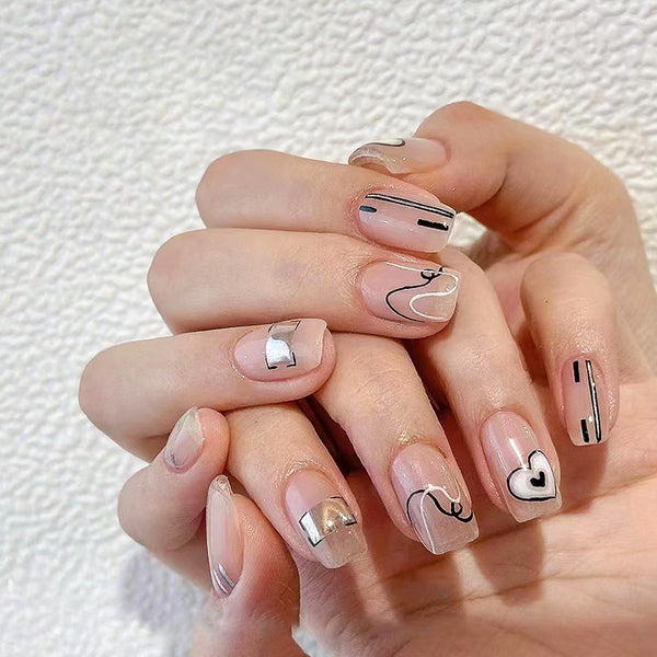 12 Sizes-24 Pcs Press On Nails R806