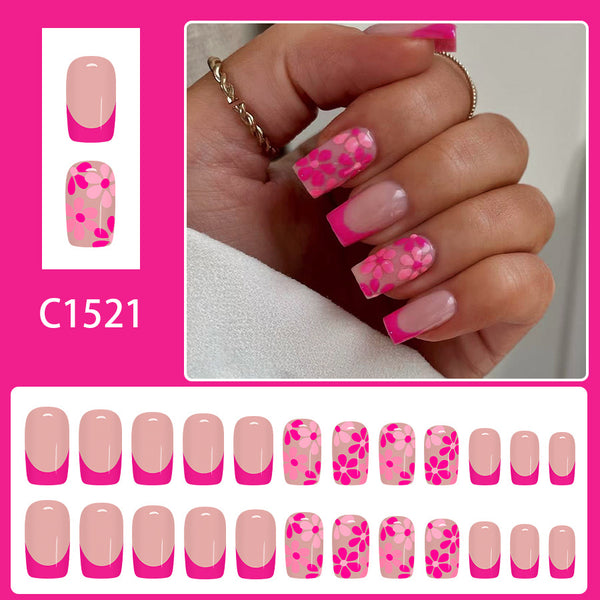 12 Sizes-24 Pcs Press On Nails C1521