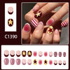 12 Sizes-24 Pcs Press On Nails C1390