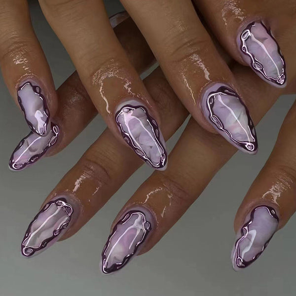 12 Sizes-24 Pcs Press On Nails W1310
