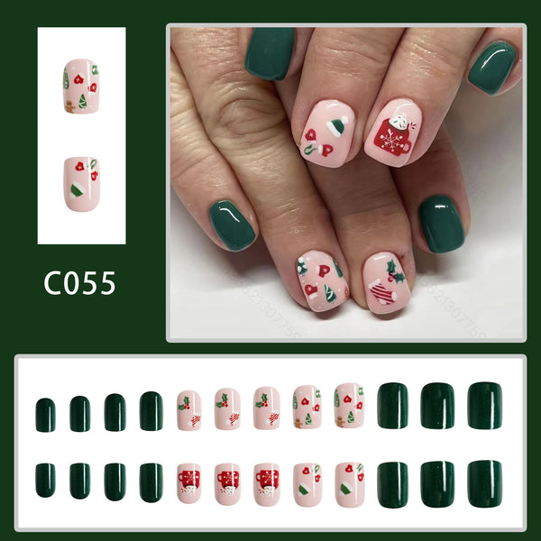 12 Sizes-24 Pcs Press On Nails C055
