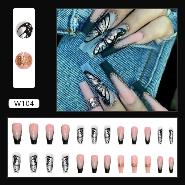 12 Sizes-24 Pcs Press On Nails W104