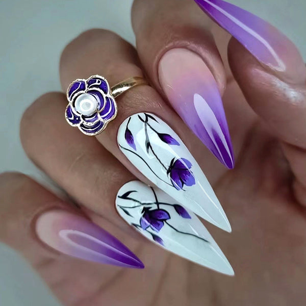 12 Sizes-24 Pcs Press On Nails W663