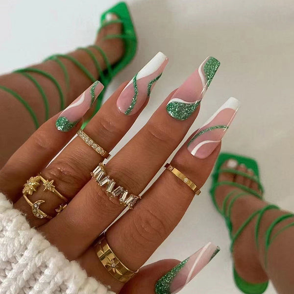 12 Sizes-24 Pcs Press On Nails W1174
