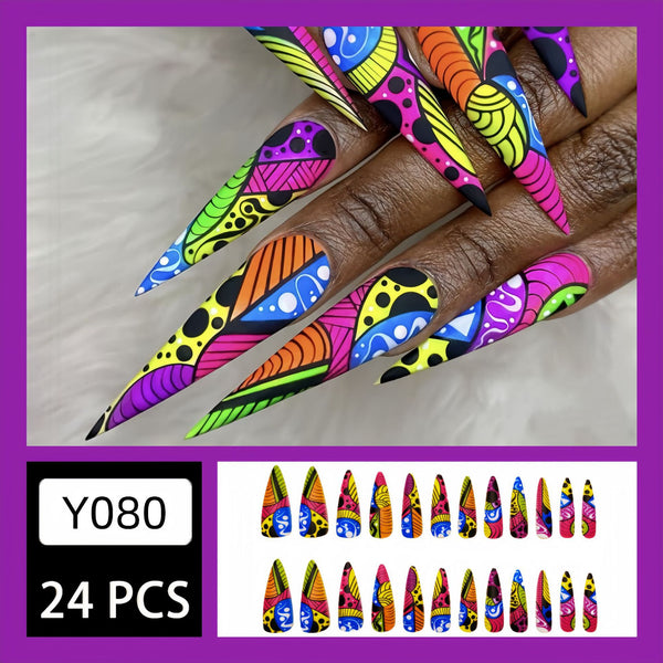 12 Sizes-24 Pcs Press On Nails Y080